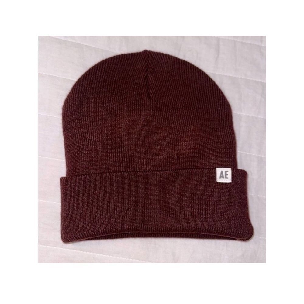 AE Unisex Burgundy Knit Beanie Hat